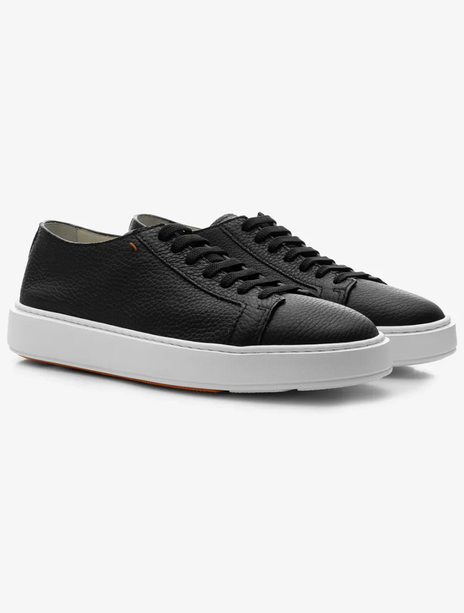 Tumbled Leather Sneaker Black - Image 2